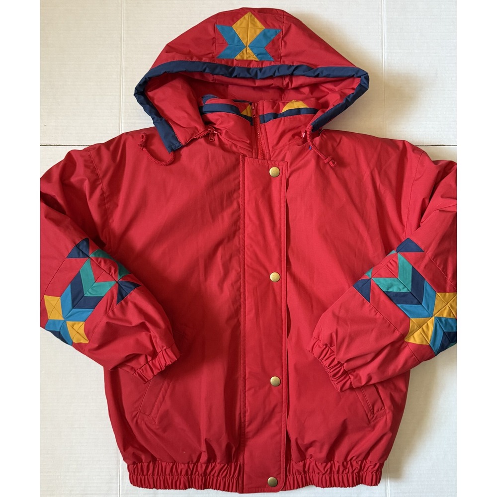 LONDON FOG - Rare Vintage Hooded Aztec Ski Puffer Removable Lining Jacket - XS